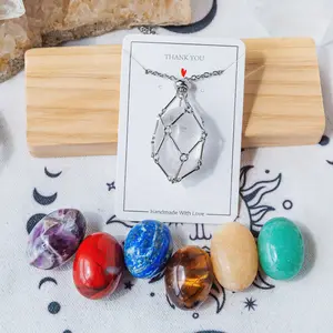 7 Chakra Crystal Metal Bamboo Necklace【7 pcs tumbled replacement】