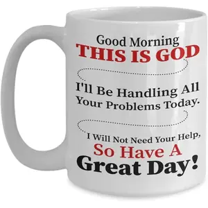Good Morning This Is God I'll Handle Your Problems Christian Faith Gift Cup Inspirational Religious Coffee Mug for Women Men Believers Encouragement Prayer Cup11oz Color Ceramic Mug