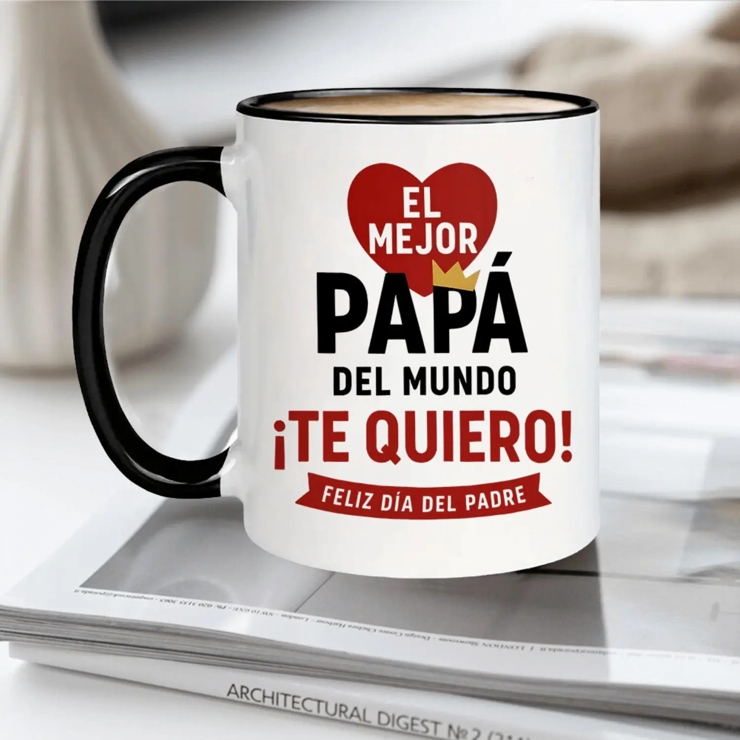 1pc Spanish " Dad Ever" Ceramic Mug - 11oz Reusable Coffee Cup Suitable for Dad, Dishwasher for Coffee & Tea, Father's Day Gift for Dad, Spanish Phrase Cup for, Office, Travel, Gift for Parents