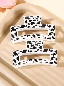 Cute Cow Print Hair Claws, 2pcs/set Women's Hollow out Design Trendy Hair Claws, Super Cute Clips, Chic Gorgeous Hair Accessories for Hairstyle Decor