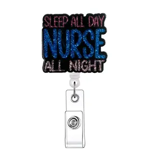 Nurse Themed Badge Holder, 1 Count Retractable Badge Reel, Acrylic ID Holder with Clip for Nurses, Doctors, Students & Office Staff