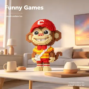Multicolor Monkey 3D Puzzle Building Blocks, Home Office Decor, Party Decoration, Ideal Gift, Handmade Craft, Lightweight Statue, Collectible