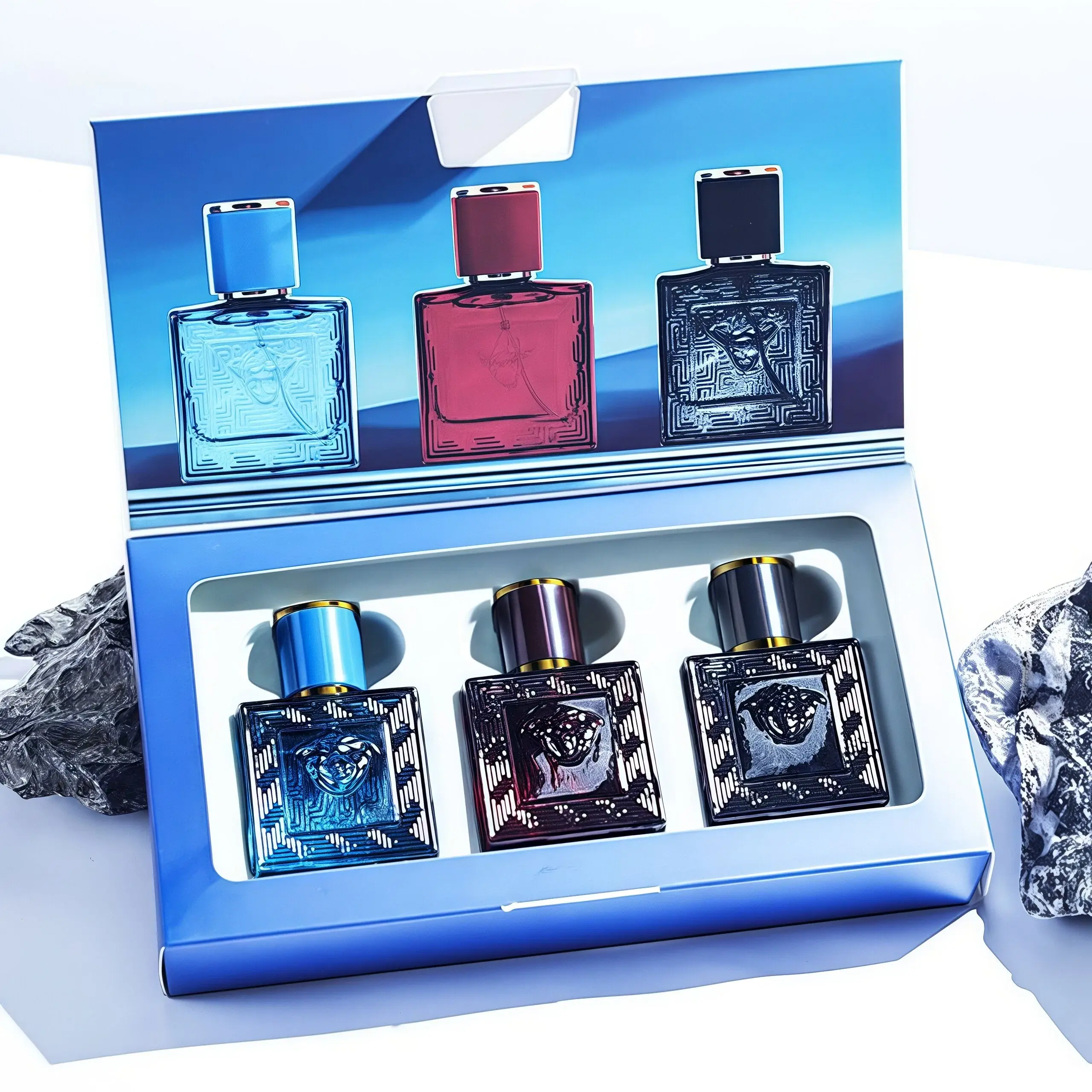 Men's Perfume Set, Long-Lasting Scent Fragrance Sets,  Ocean Breeze Cedarwood & Amber Eau de Toilette, 30ml Portable Travel Perfume Bottles, Suitable for Daily Use, Gift BoxIncluded, Perfect for Dates & Gatherings, ParfumDiscovery Box