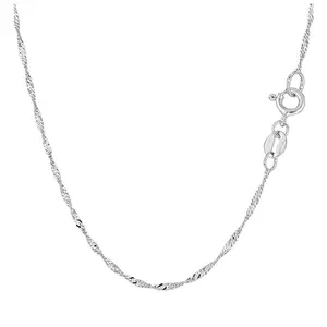 Sterling Silver 2MM Diamond Cut Singapore Link Chain Necklace
