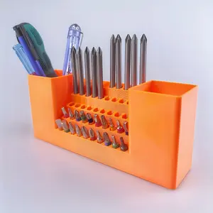 Large Capacity Screwdriver Bit Storage Box, Tool Organizer, Dual Tower Design, Hexagonal 6.35mm/2.5 Inch, Supports 8cm/3.54 Inch Hole Board Hanging Rack