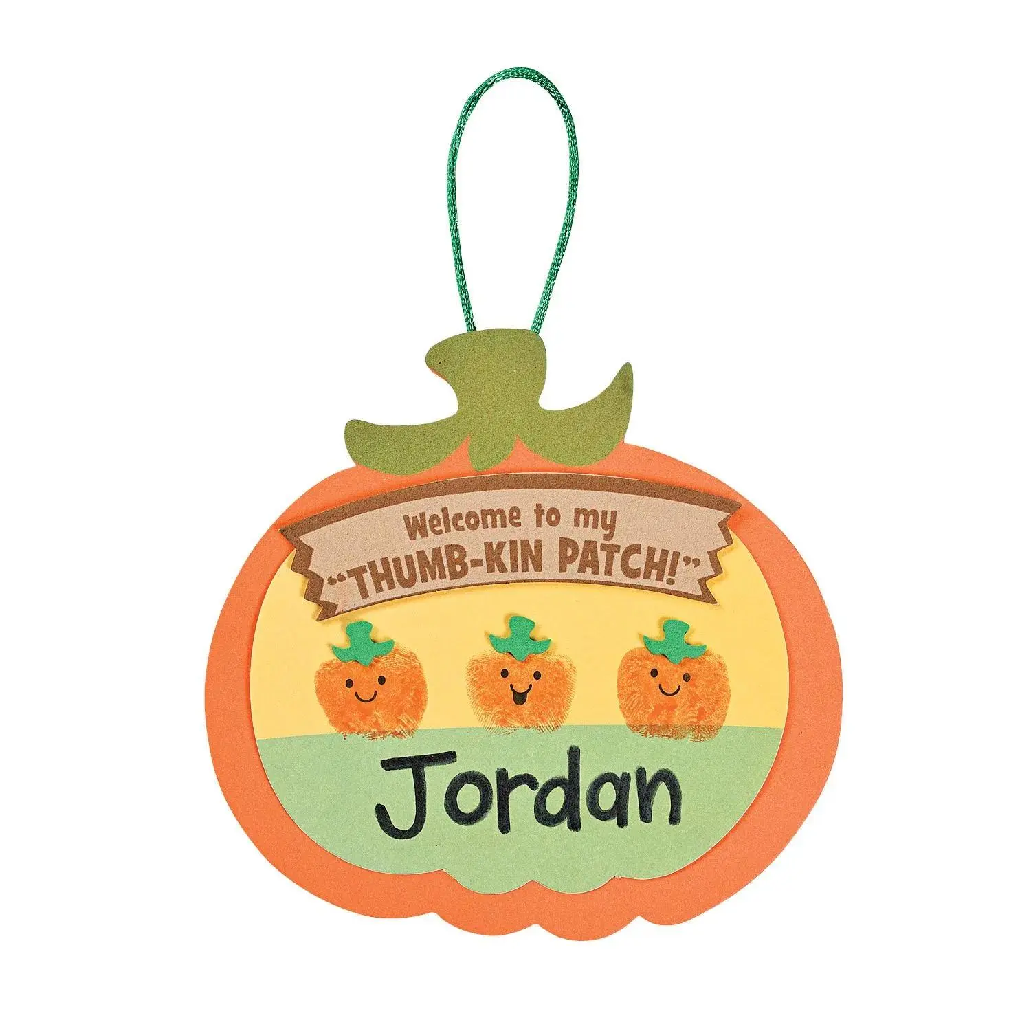 5 1/4" x 5" Thumbprint Pumpkin Patch Sign Craft Kit - Makes 12