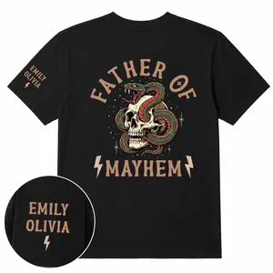Custom Dad Skeleton Shirt, Personalized Father Of Mayhem Tee, Father's Day Gift For Husband, Rocker Dad Graphic T-Shirt