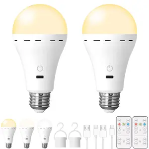 Rechargeable Emergency Light Bulb, 1200mah 12w LED Daylight, Hook & Switch, E27/e26 Base, Ideal for Home, Camping, Tent Use