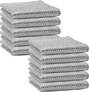 10PCS Durable Double Wet-Dry Wire Dishcloths, Stainless Steel Non-Scratch Scrubbers, Multi-Purpose WireMiracle Cleaning Cloths for Cookware Cleaning