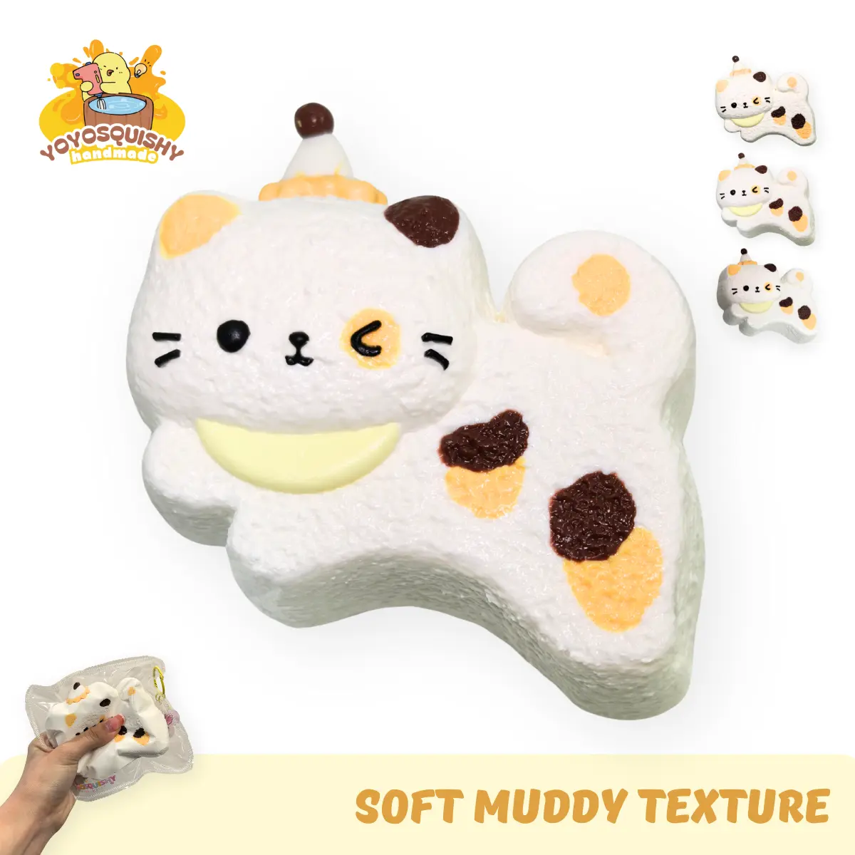 YOYOSQUISHY Kitty Muffin Animal Squishy Stress Relief Toy, Handmade Food-Grade Silicone, Soft Muddy Texture Slow Rise Squishies, Squeezy Fun Box Gift-Ready Stress Reliever, Squishy Fun Box, Stress Relief Squishies