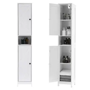 Tall Narrow Bathroom Cabinet, 66.9" Small Skinny Bathroom Storage Cabinet for Small Spaces | Freestanding Water Resistant Organizer for Bathroom, Kitchen, Hallway (2 Doors,White)