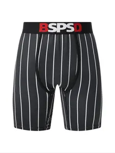 1Pcs Sexy Fitted Men's Boxers Fashion Striped Underwear Breathable Sweat-Wicking Athletic Sport Shorts Beach Swim Men's Boxer Briefs Trunks