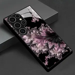 Pink Feather-like Texture Pattern Design Tempered Glass Phone Case, Suitable for Samsung Galaxy S26 S25 S24 S23 S22Pro S21 S20 Fe Plus Ultra Pro A56 A55 A54 A53 A52 A51 A36 A35 A34 A32 A26 A25 A24 A23 A16 A15 A14 A06 A05 A03s