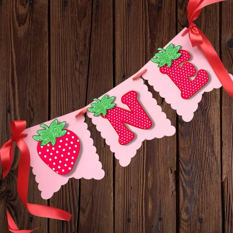Strawberry High Chair Banner - So Berry Cute Party - Strawberry Theme - First Birthdays
