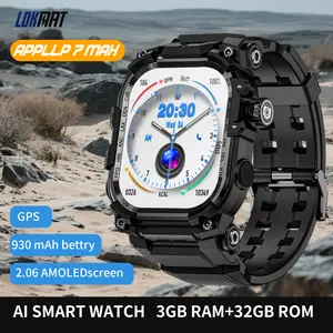 LOKMAT 2.06'' AMOLED Large Screen 4G Smart Watch, 3GB+32GB Mens Military Rugged Sports Android Smartwatch with Rotating Camera WiFi GPS NFC, Fitness Activity Tracker Watch for Men Women