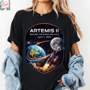 Artemis 2 Journey Around the Moon and Back 2026 T-Shirt, Space Enthusiast Gift, NASA Mission Graphic Tee