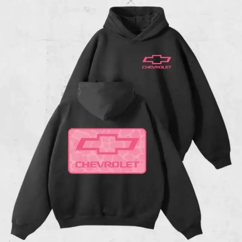 🚗[Graphic Hoodie]Chevrolet Pink Camo Logo Vintage Hoodie – 2-Sided Graphic Pullover, Outdoor Summer Shirt, Racing Fan Apparel, Gift for Car Lovers & Truck Enthusiasts, Country Hunting Casual Top, 100% Cotton Streetwear, Trendy Menswear & Gift for Him