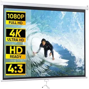 Zeny 72" Roll Down Pull Down Projection Projector Screen 4:3 HD Movie Theater Home