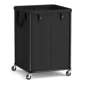 SONGMICS Laundry Basket with Wheels, Rolling Laundry Hamper with Steel Frame, Removable Liner Bag