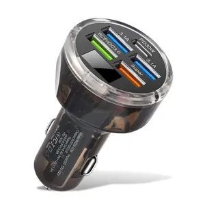 65W 5 Port USB C Car Charger Adapter, PD30W &QC3.0 Fast Charge Car Mobile Phone Charger with Voltage for iPhone/Android/Samsung/iPad