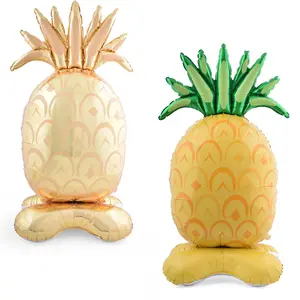 Standing Pineapple Balloons Big Gold Pineapple Balloon with Base Summer Party Decor Foil Balloons,for Kids Adults Hawaiian Luau Party Baby Shower Ball Summer Theme Decorations
