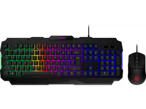 MSI Forge GK100 Combo – Gaming RGB Keyboard & Mouse Set, 19-Key Anti-Ghosting, 6400 DPI Optical Sensor, 6-Mode RGB, up to 6,400 DPI, Black