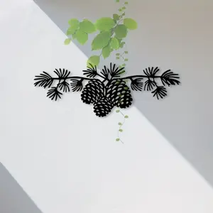 1 piece of iron pine cone metal wall decoration - rural forest cabin decoration, designed with black pine cones and green leaves, no need for electricity, perfect gift for nature enthusiasts
