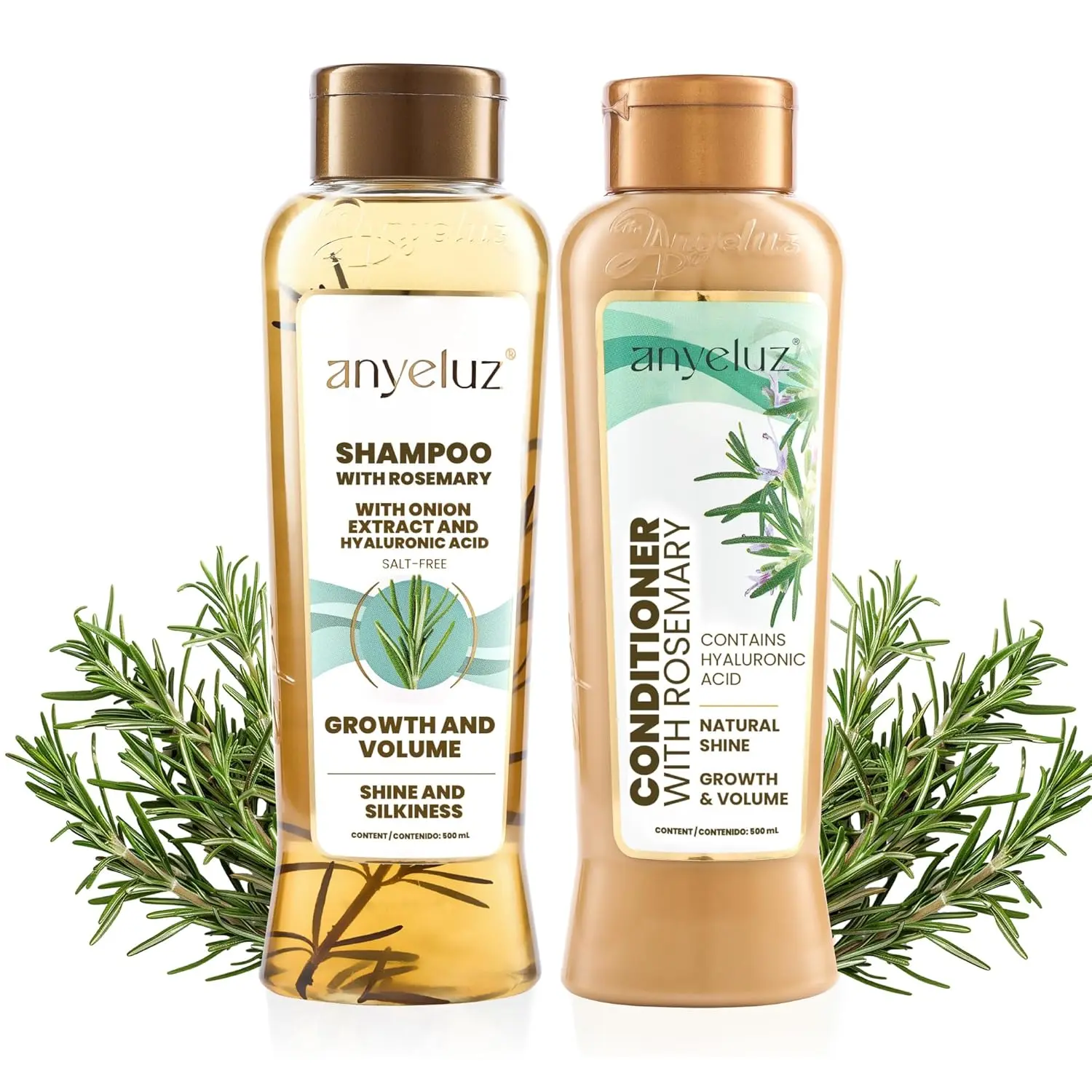 ANYELUZ Haircare Multi-Pack - Herbal Shampoo and Hydrating Conditioner Set with Hyaluronic Acid, Natural Extracts, Strengthens Hair, Boosts Hydration for Shine and Vitality