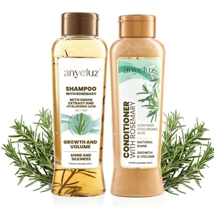 ANYELUZ Rosemary Shampoo and Conditioner Set - With Hyaluronic Acid and Natural Extracts, Strengthens and Hydrates Hair for Shine and Vitality