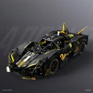Remote Control Supercar Building Blocks Set Black Sports Racing Car Model Assembly Kit STEM Mechanical Brick Toy with Lights DIY Collectible Display Car Gift for Teens Adults Boys Hobby Builders