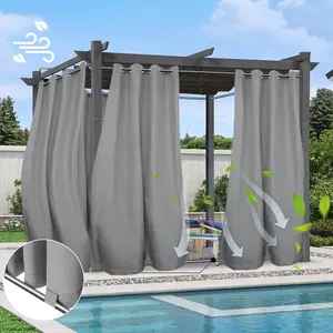 Easy-Going Outdoor Curtains Waterproof Windproof Weatherproof Curtain for Patio, Cabana, Porch, Pergola and Gazebo, Grommet Top and Tab Bottom Drape