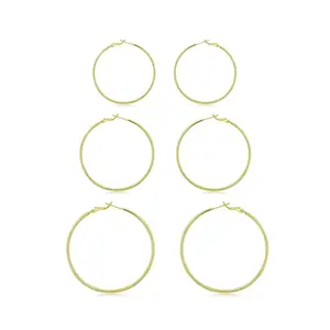 3 Pairs Silver Gold Hoop Earrings for Women, Gold Plated Big Hoop Earrings Set Hypoallergenic Earring Lightweight Dangle Earrings Set for Women 40 50 60MM