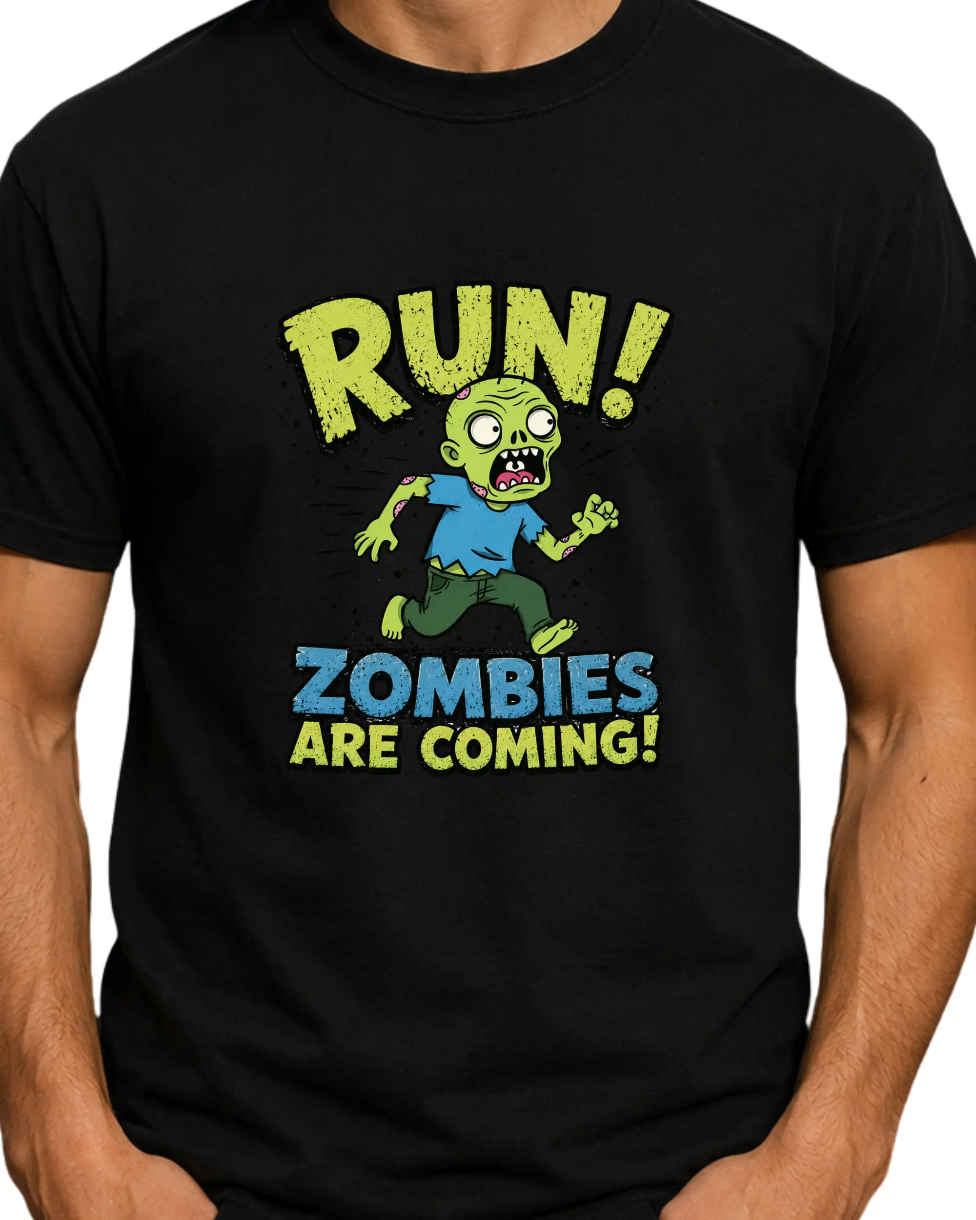 Men's Funny Zombie Halloween Graphic T-Shirt, Casual Style, Fun Print, Medium Cut, Cotton Softness, Cold Machine Wash