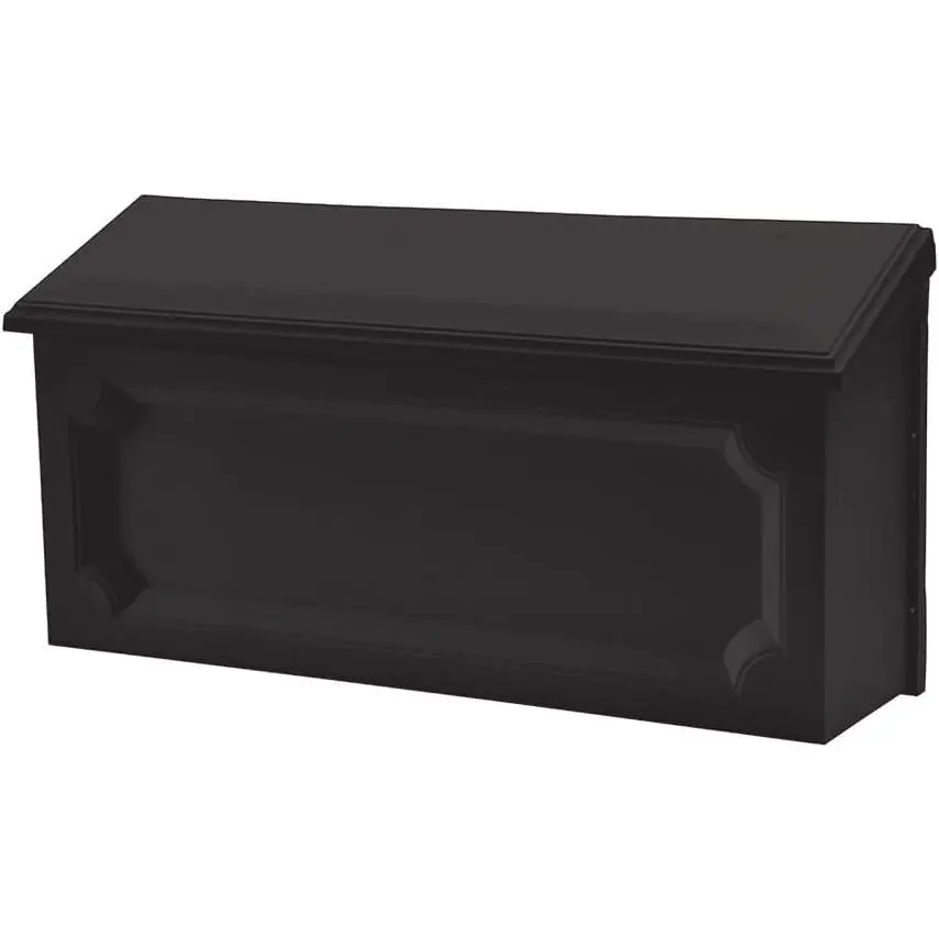 Windsor™ Wall-Mounted Rectangle Outdoor Mailbox, Rustproof Durable Plastic Small Organiser with Fully Assembled, Cut-Out Template Guide, Easy-Install Cut-Out Guide, Embossed Design for Front Door Wall Hanging, Black Racks