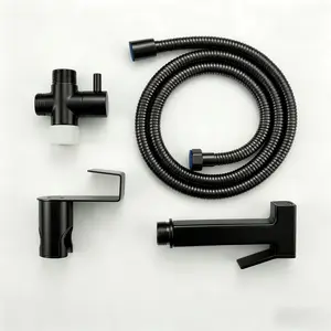 Handheld Bidet Sprayer for Toilet, Cloth Diaper Sprayer with Wall Mounts and Hand Held Bidet Bathroom Hose , Jet Spray for Toilet, Muslim Shower, Easy to Install (Black)