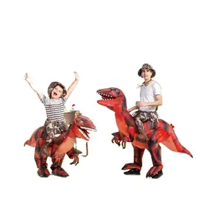 GQQSH Inflatable Dinosaur Costume for Halloween, Realistic Design with Red Glowing Eyes, Unisex Fit for Adult Men & Women