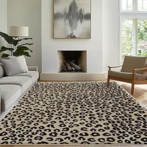 Leopard Pattern Floor Mat, 1 Count Non-slip Soft Floor Carpet, Decorative Area Rug for Home Living Room Bedroom Kitchen Study Room, Animal Print Rug