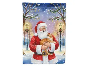 Carolines Treasures FNT1143GF 15.5 x 11.25 in. Orange Classic Tabby Cat with Santa Claus Garden Flag