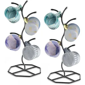 2 Pack Coffee Mug Holders Tree, Metal Mug Holder, Decorative Mug Rack, Mug Cup Tree for Kitchen Decor Organizer, Black