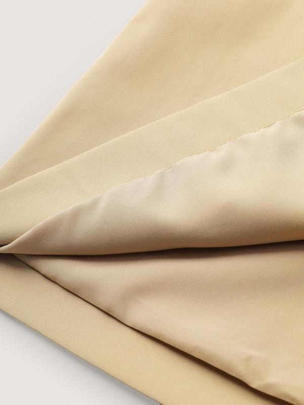 BLOOMCHIC Adjustable Tab Sleeve Lined Trench Coat for Women - Champagne Fitted Long Sleeve Minimalist Casual Jacket with Single-flap Pocket  peacoat trench coat puffer jacket winter clothes women puffer jacket women fur coats for women winter coats women