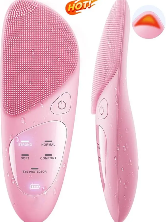 Portable Electric Facial Brush Facial Brush Sonic Vibration  Facial Brush, Silicone Heated Facial Massager  USB-Rechargeable Eye Beauty Device  Facial Brush  Unisex Waterproof Model Facial Cleansing Tool
