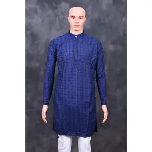 Men's Lakhnavi Kurta with Resham Embroidery - Authentic Ethnic Elegance