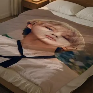 Jimin Flannel Blanket - Soft, Comfortable, Warm, Suitable for Sofa, Bed, Office, and Travel - All-Season Gift, Valentine'S Day, Easter, Ramadan, St. Patrick'S Day, Spring & Summer, Wedding, Suitable for Sofa, Bed, Or Wall Decoration