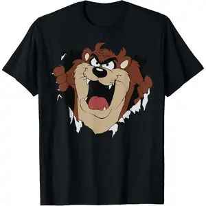 Fashionable Casual Top Cotton Men's Short Sleeve Looney Tunes Taz Rip T-Shirt