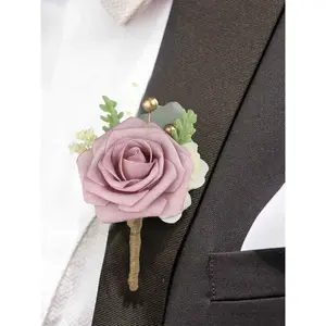 Rinlong Boutonniere Dusty Rose Wedding Decor Flower