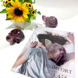 1 Count Crystal Turtle Figurines Natural Healing Amethyst Tortoise Statue Paperweight Hand Carved Tiny Animal Gemstone Sculpture Decor for Home Office