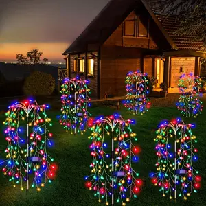 Solar Powered Firework Shaped LED Light (1 Count), Outdoor Waterproof Solar Garden Decorative Light, Garden Decorative Lighting, Solar Landscape Lights, Landscape Light For Holiday Garden Lawn Decoration, Halloween