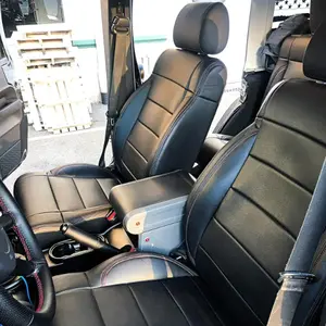 Synthetic Leather Seat Covers Kit Black 4 Door Compatible with 2008 2009 2010 Jeep Wrangler