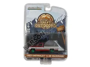 CHASE 1983 Chevrolet C20 Silverado - Red and Silver Metallic w/ Truck Bed Tent  (The Great Outdoors Series 3) Diecast 1:64 Scale Model - Greenlight 38050C