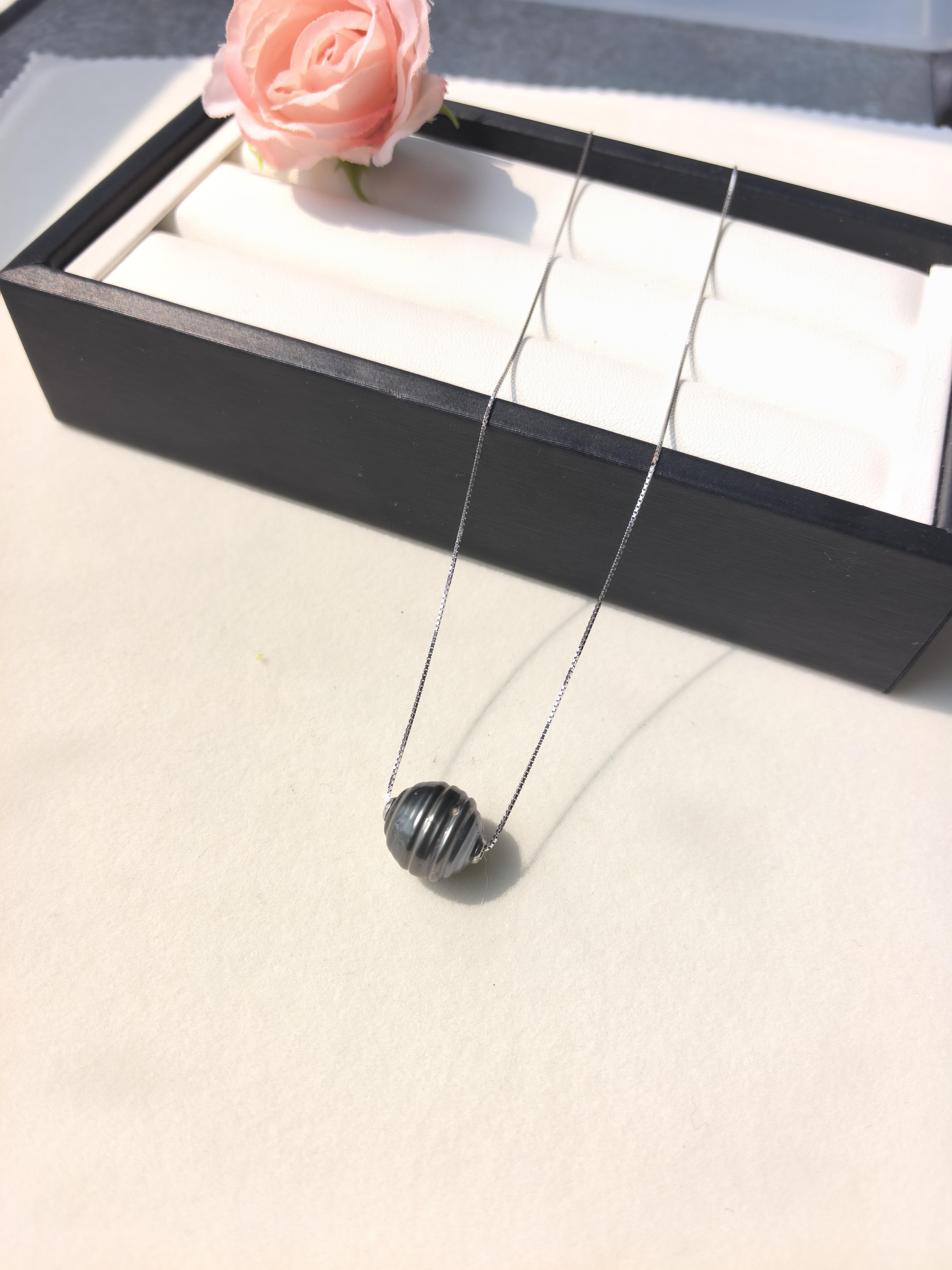 Sea Water Tahitian Pearl LULUTONG Necklace 18" S925 Chain Adjustable Necklace Pearl Size:13mm-15mm